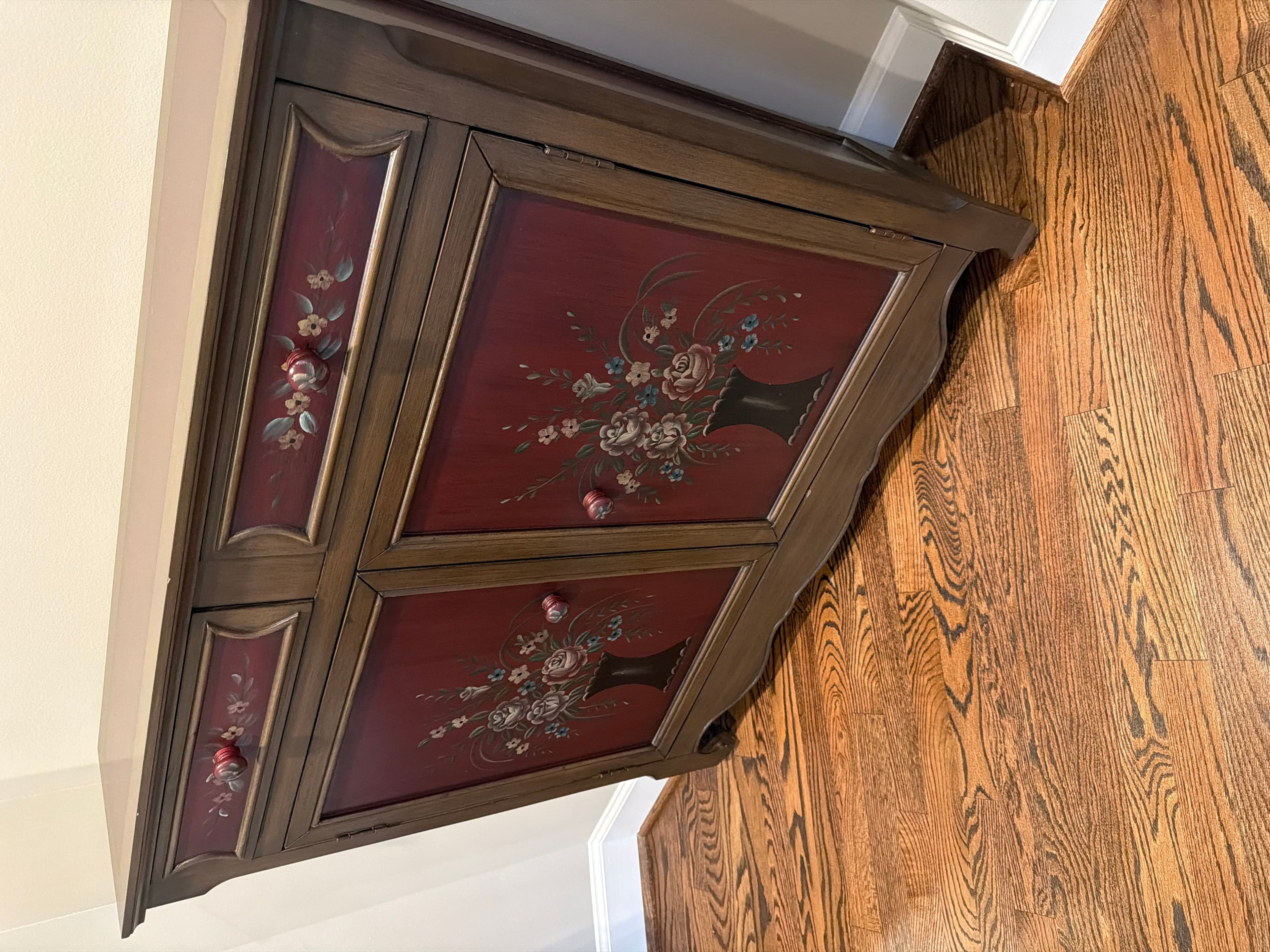 Hand-Painted Floral Sideboard Cabinet - Image 1