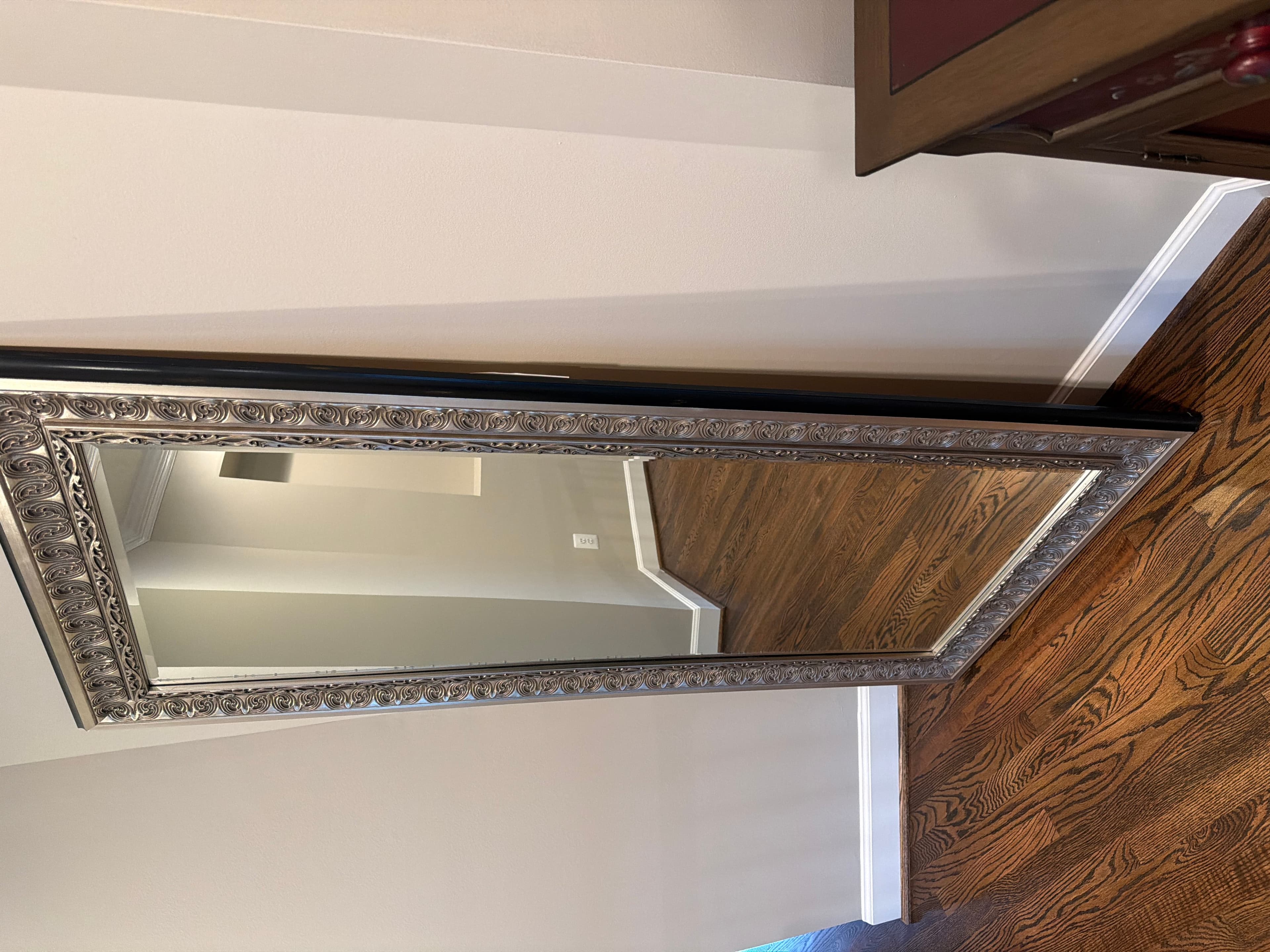 Vintage Ornate Silver Framed Full-Length Mirror - Image 1