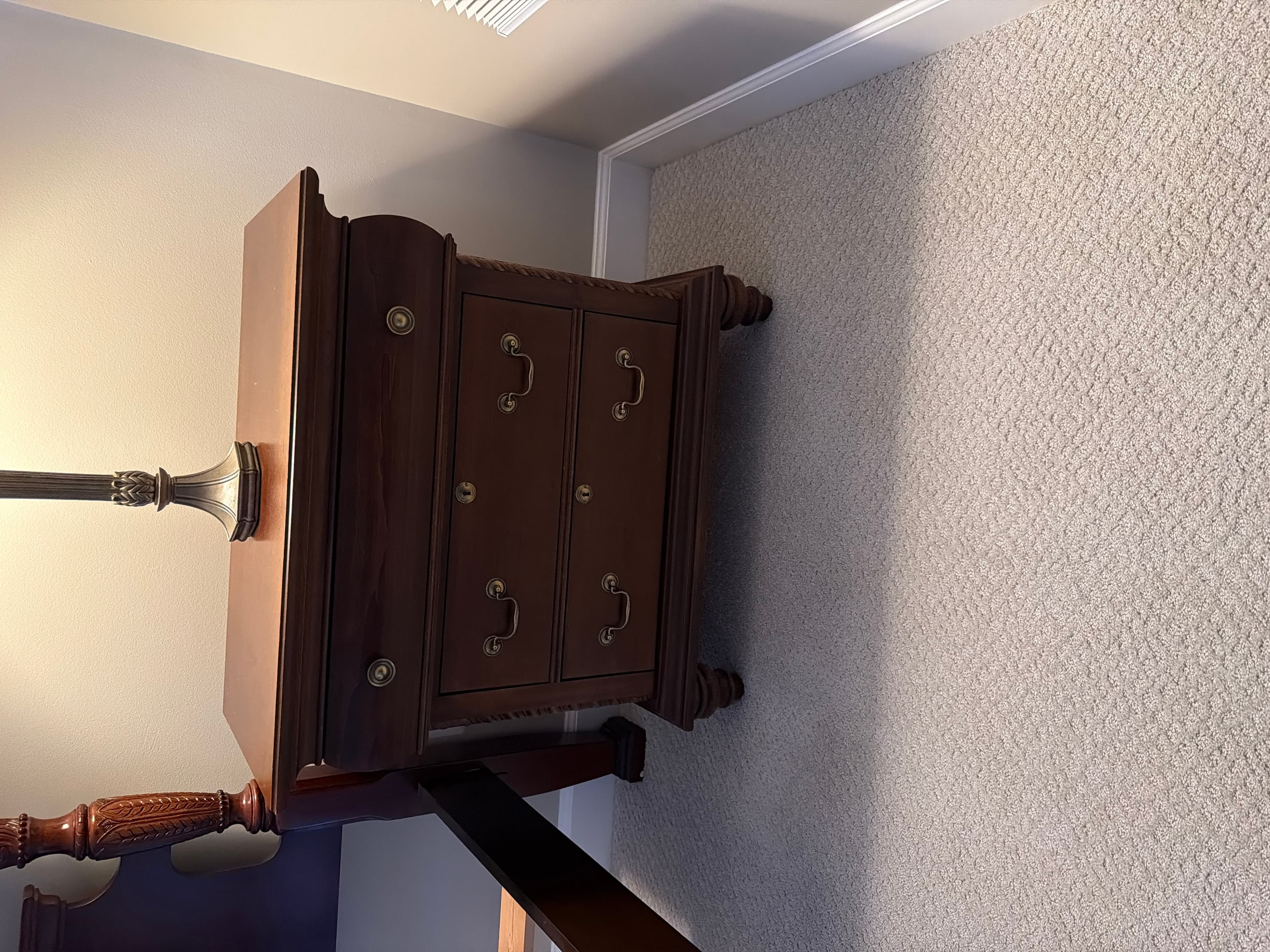 Broyhill Wooden Nightstand with 3 Drawers and Brass Handles - Image 1