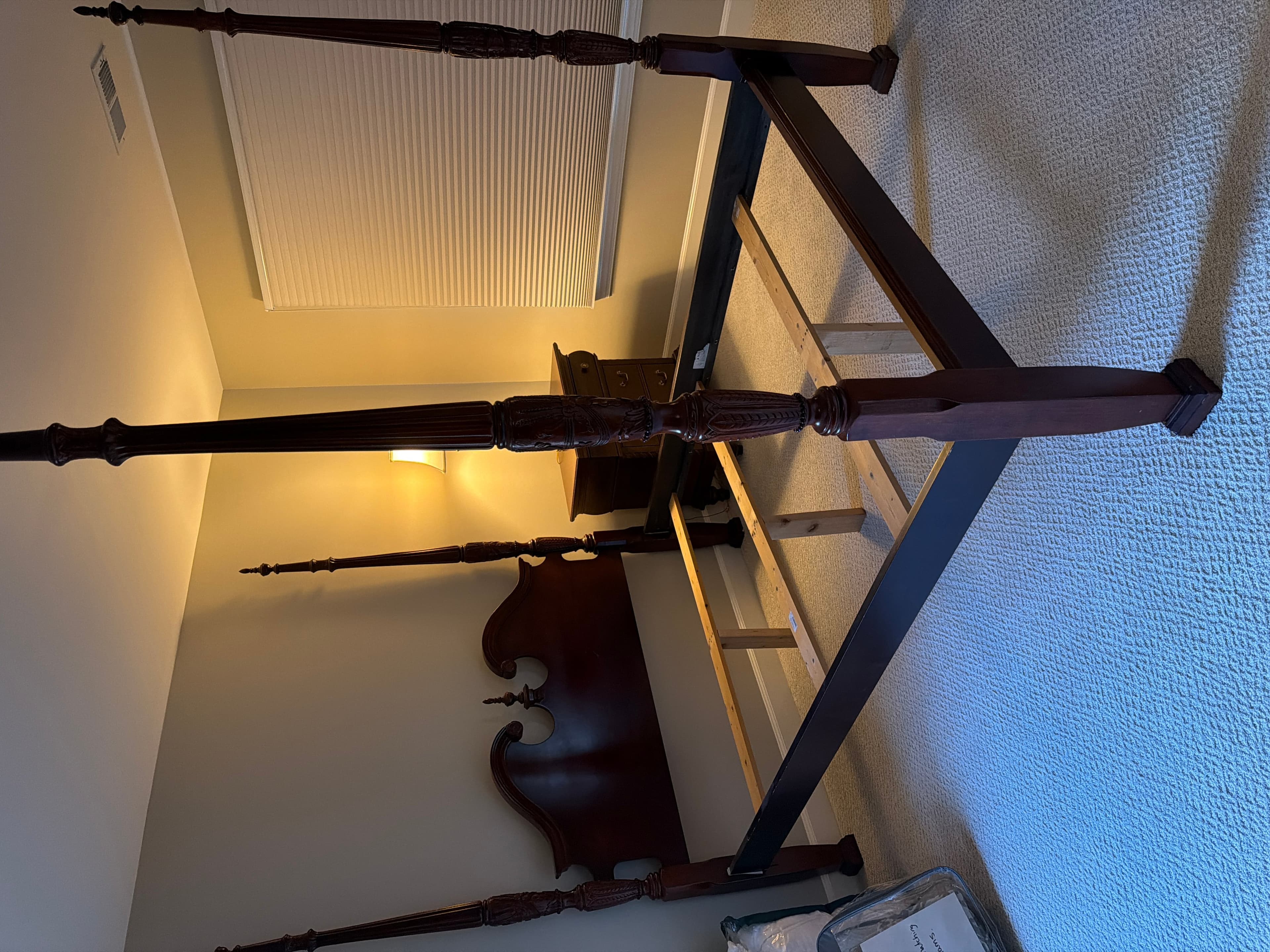 Four-Poster Bed Frame with Intricate Carvings - Image 1