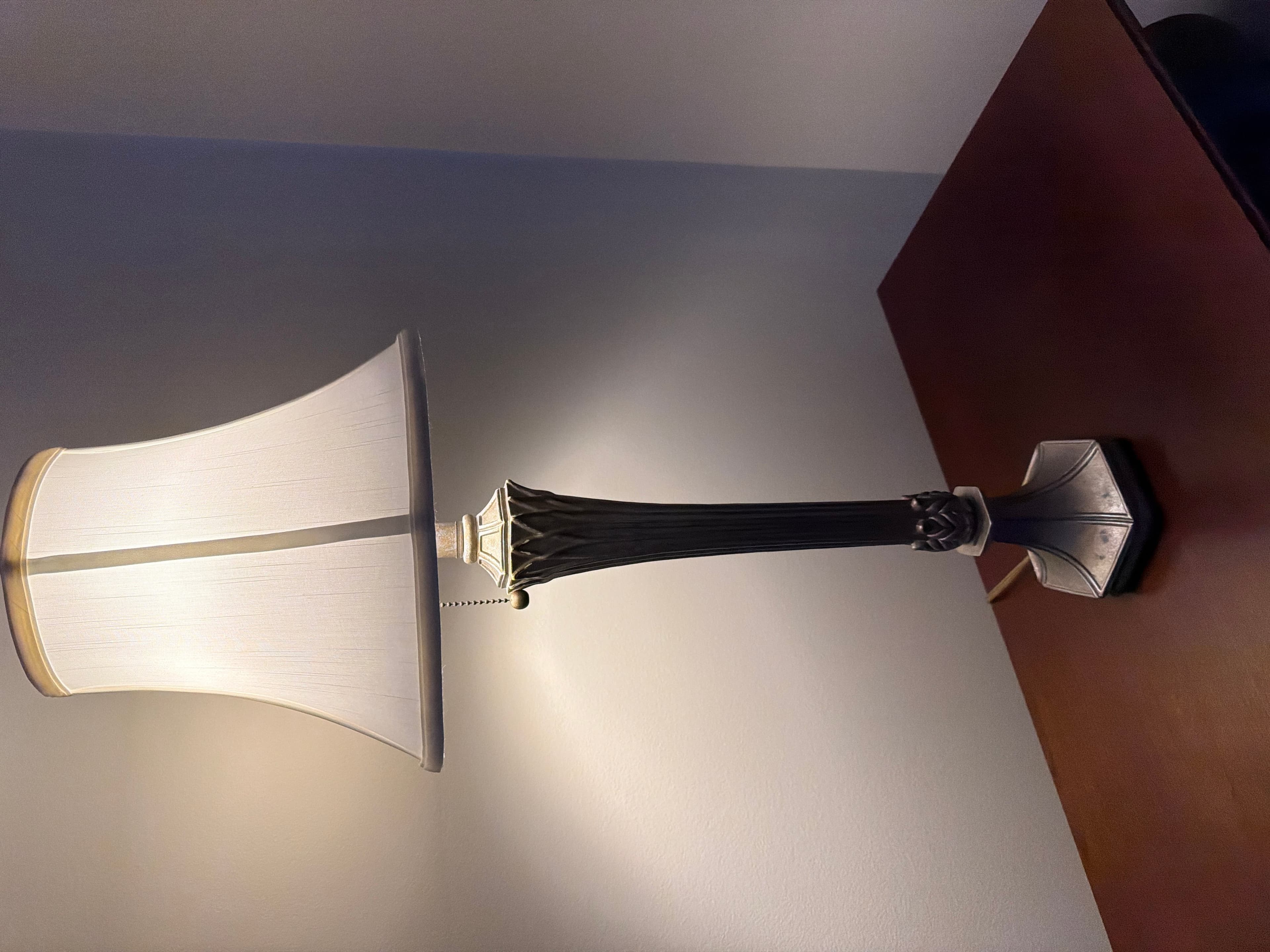 Vintage Table Lamp with Pleated Shade and Decorative Base - Image 1