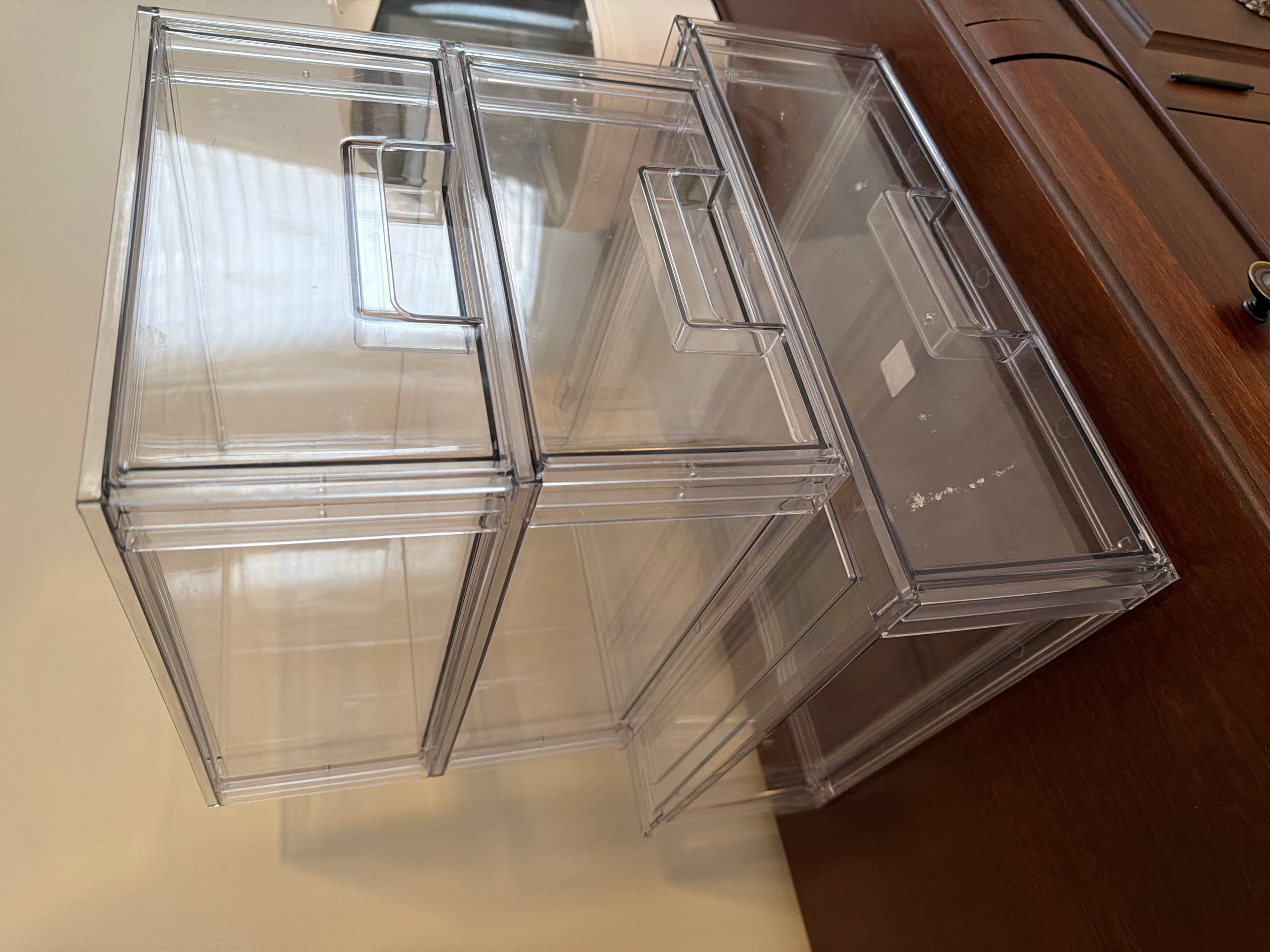 Clear Acrylic Storage Boxes Set of 3- Stackable Organizers - Image 1