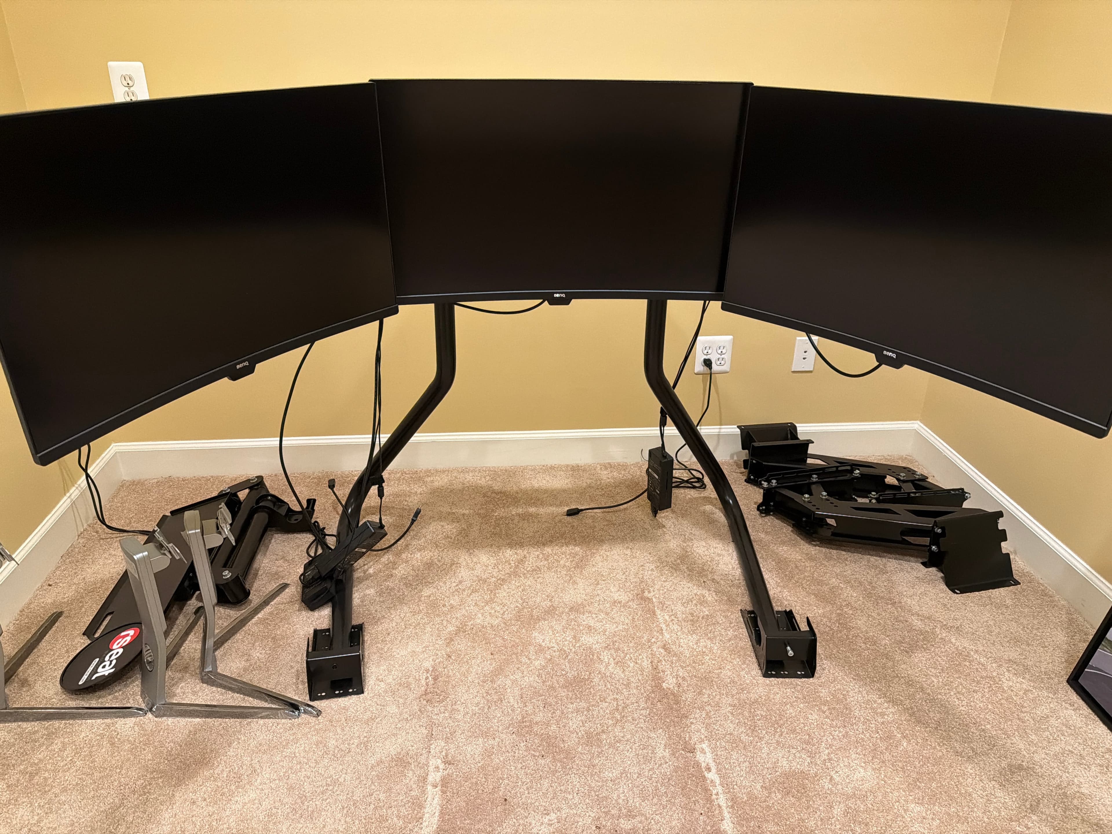 Triple Monitor Setup with Adjustable Stand for Gaming or Work - Image 1