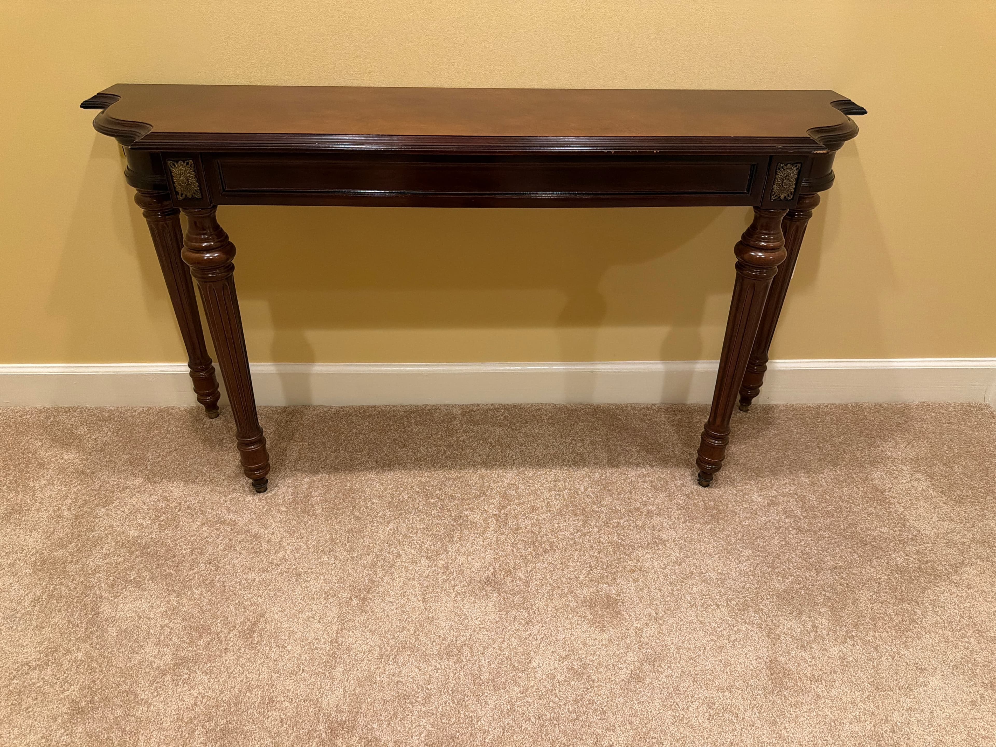Vintage Mahogany Console Table with Carved Legs - Image 1