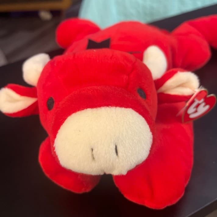 Ty Beanie Baby "Snort" the Red Bull Big & Small & Ty Pillow Pal "Red" the Bull - Thumbnail 2