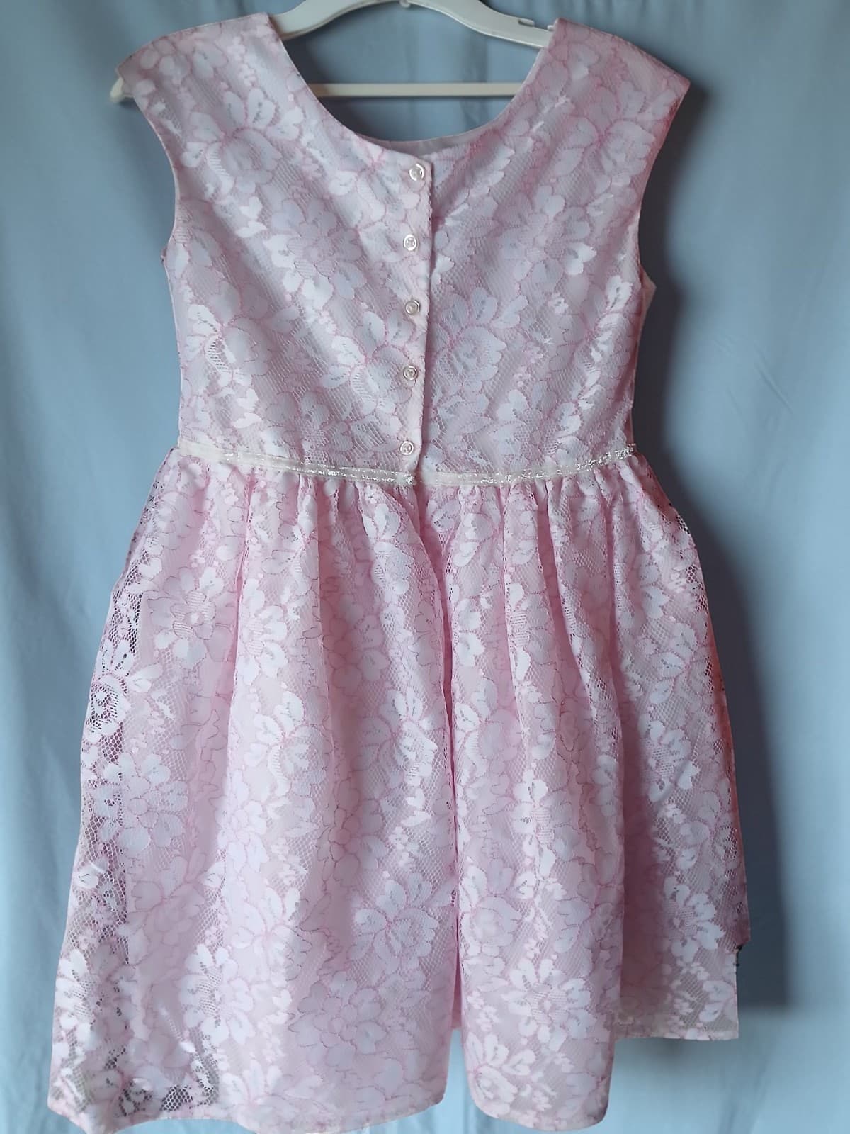 Cherokee Girls Large 10/12 Pink Floral Lace Dress Sleeveless Special Occasion - Thumbnail 2