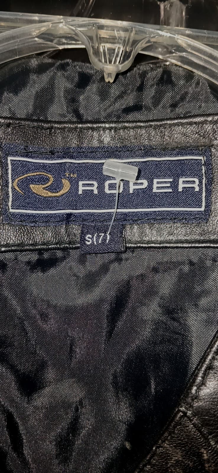 Roper Youth Size 7 Black Leather Western Vest Cowboy Rodeo Snap Front Lined - Thumbnail 3