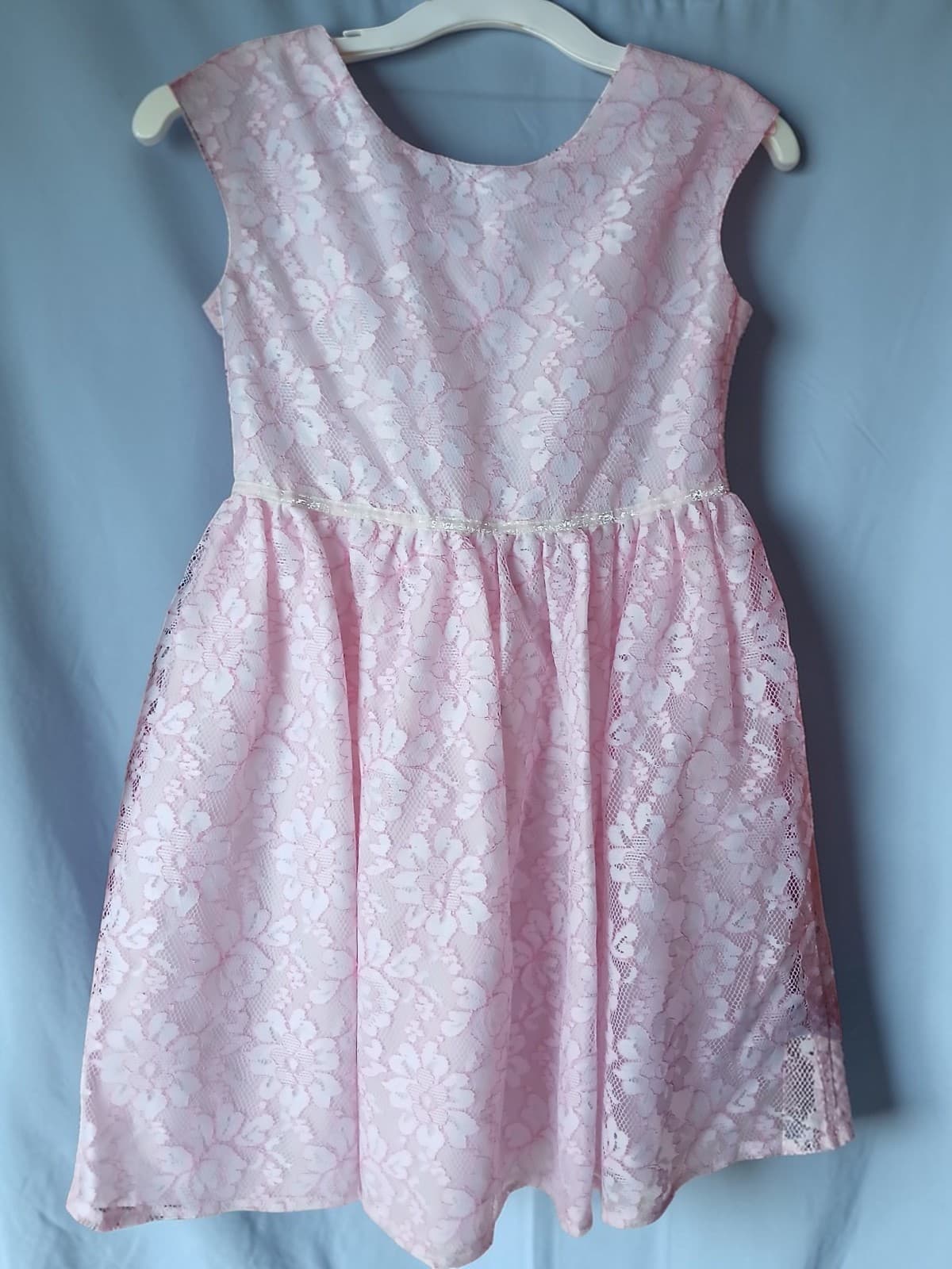 Cherokee Girls Large 10/12 Pink Floral Lace Dress Sleeveless Special Occasion - Image 1