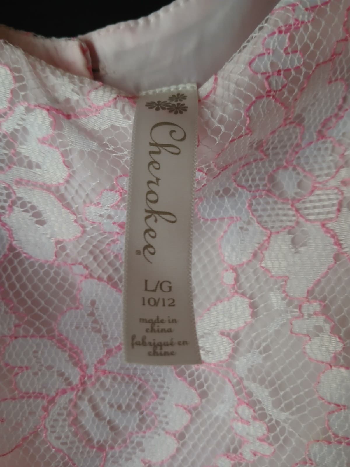 Cherokee Girls Large 10/12 Pink Floral Lace Dress Sleeveless Special Occasion - Thumbnail 3