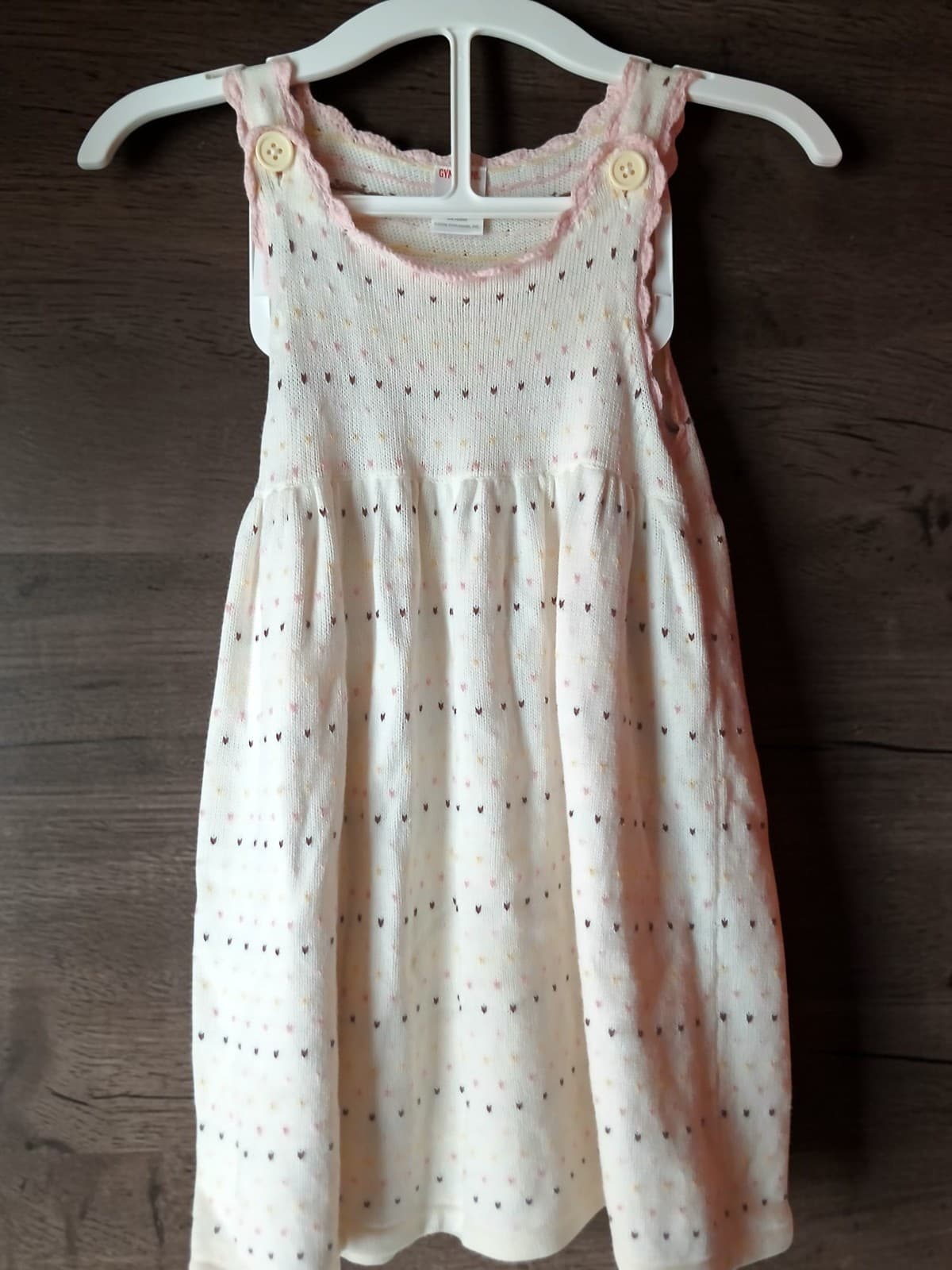 Gymboree Girls 4T Ivory Pink Sleeveless Sweater Dress 100% Cotton Pointelle - Image 1