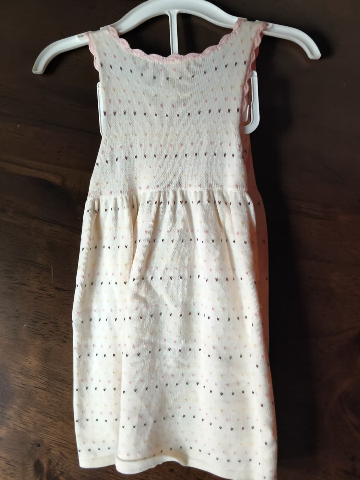 Gymboree Girls 4T Ivory Pink Sleeveless Sweater Dress 100% Cotton Pointelle - Thumbnail 2