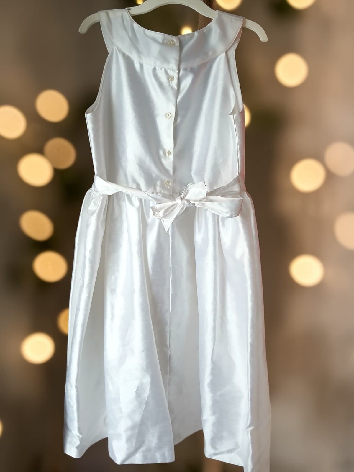 Cherokee Girls XL White Satin Formal Dress Sleeveless Bow Back Flower Girl Commu - Thumbnail 2