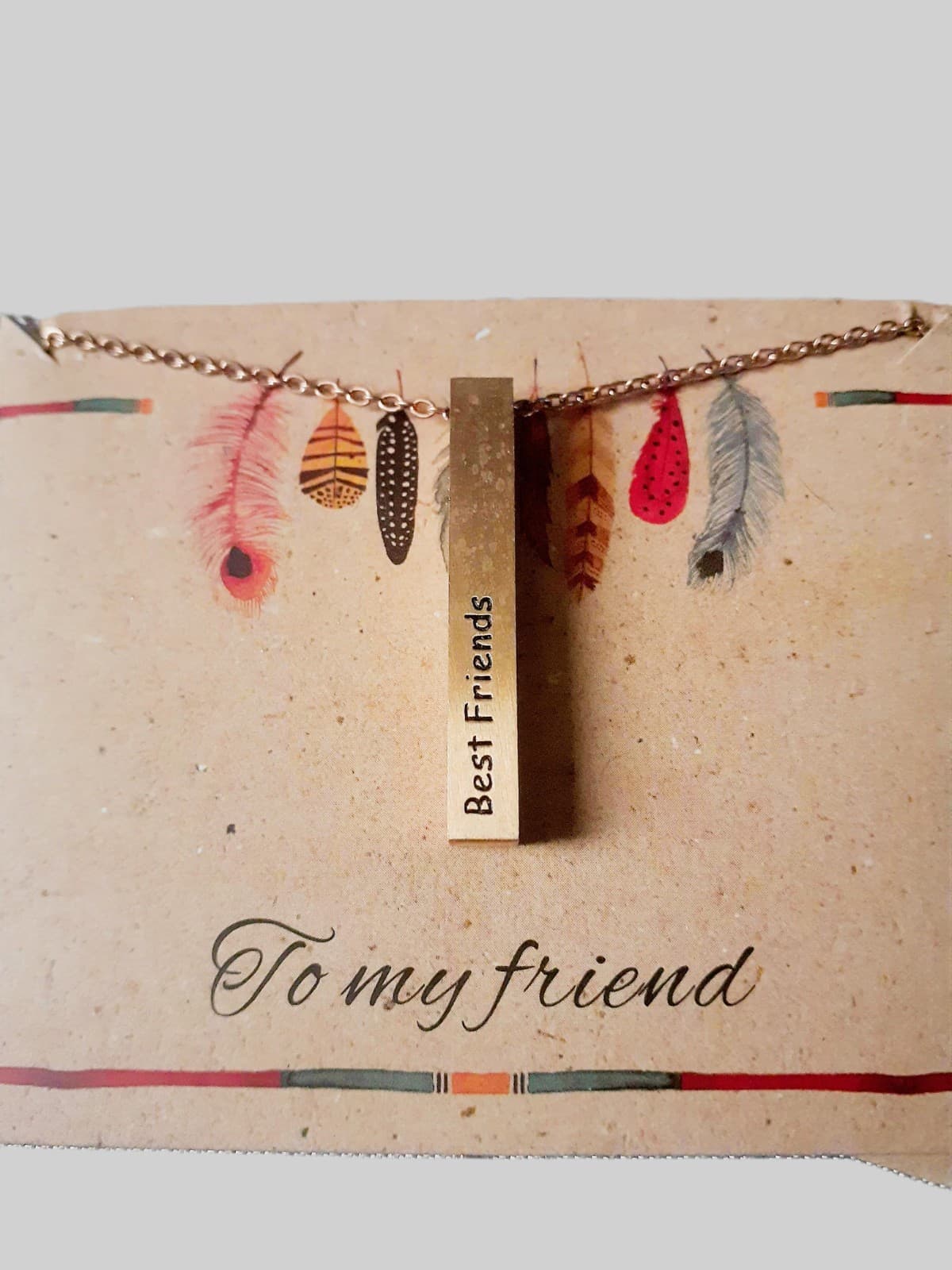 Best Friends Bar Necklace Set Stainless Steel Silver Gold Tone Friendship Gift - Thumbnail 2