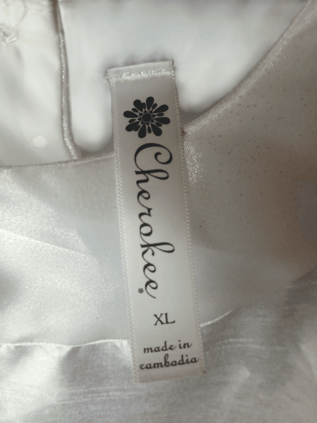 Cherokee Girls XL White Satin Formal Dress Sleeveless Bow Back Flower Girl Commu - Thumbnail 3