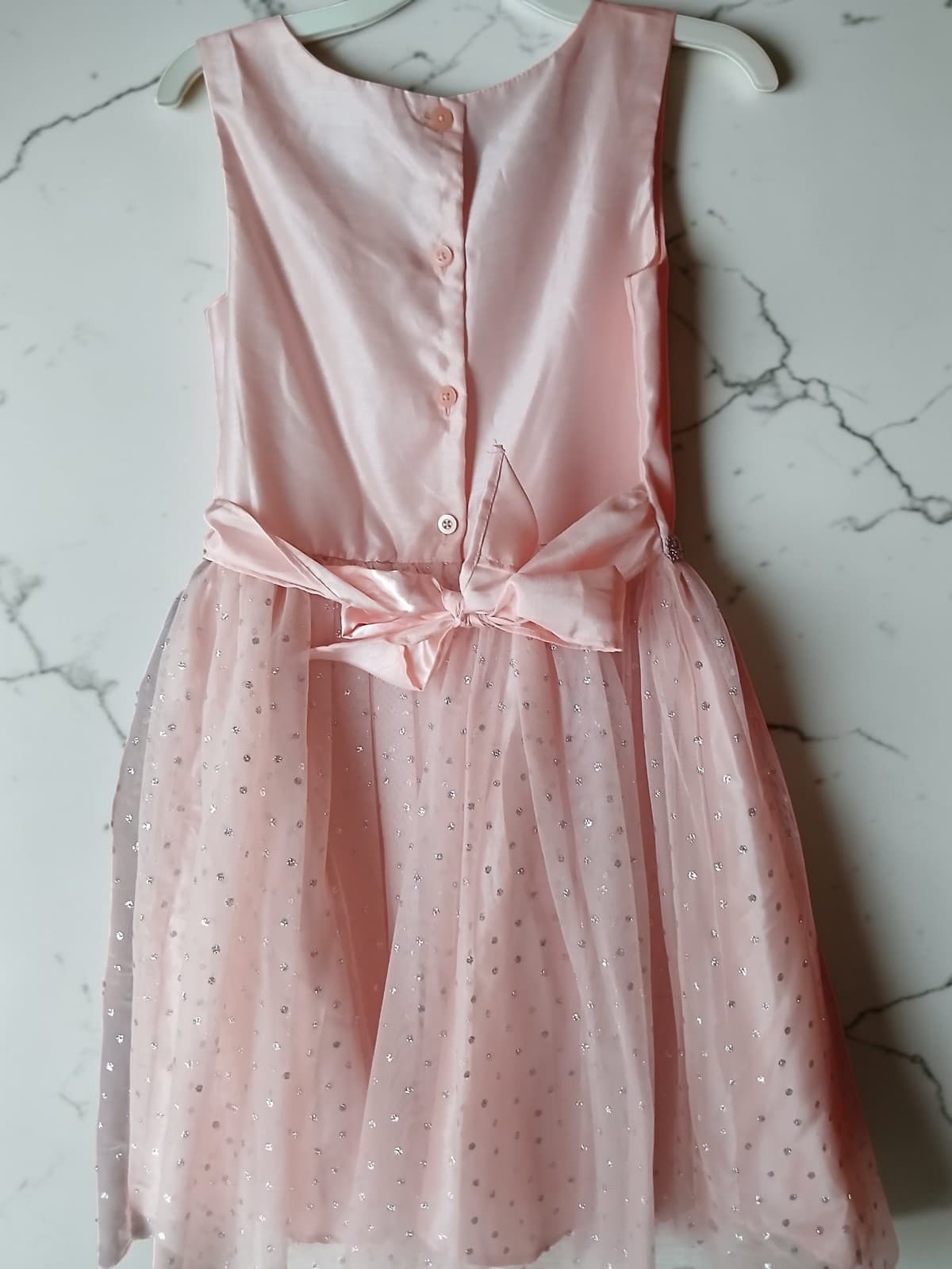 Cherokee Girls LG - 10/12 Blush-Pink Silver-Glitter Tulle Special-Occasion Dress - Thumbnail 2