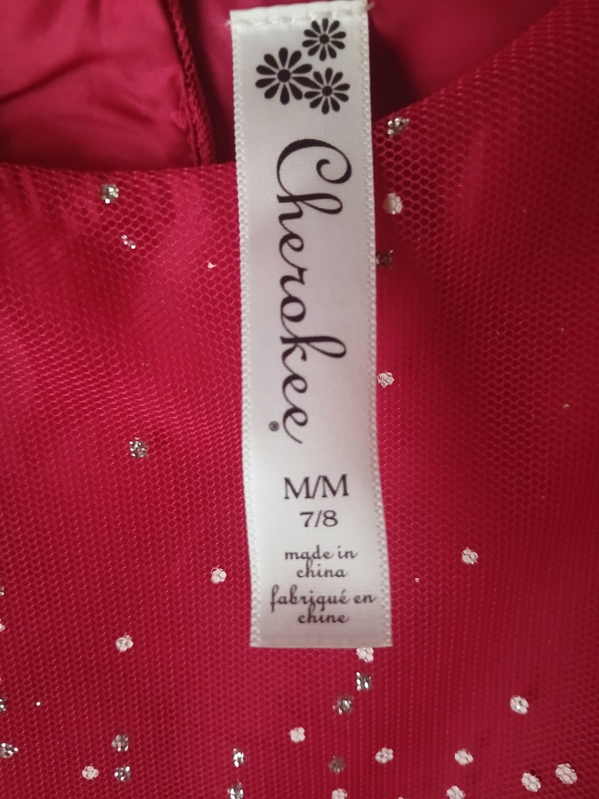 Girls Cherokee 7/8 Candy Apple Red Silver Glitter Formal Party Dress Full Skirt - Thumbnail 3