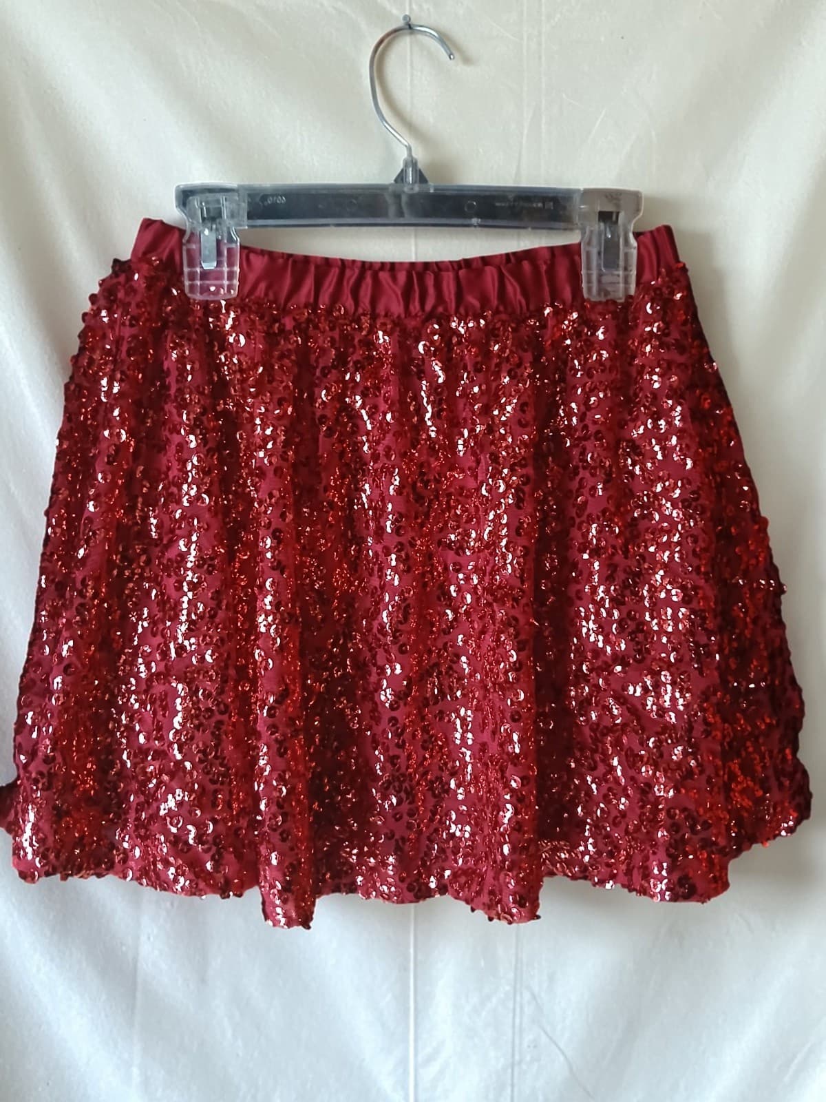 Cherokee Girls LG 10/12 Red Sequined Elastic Waist Lined Pull-On Skirt A6780 - Image 1