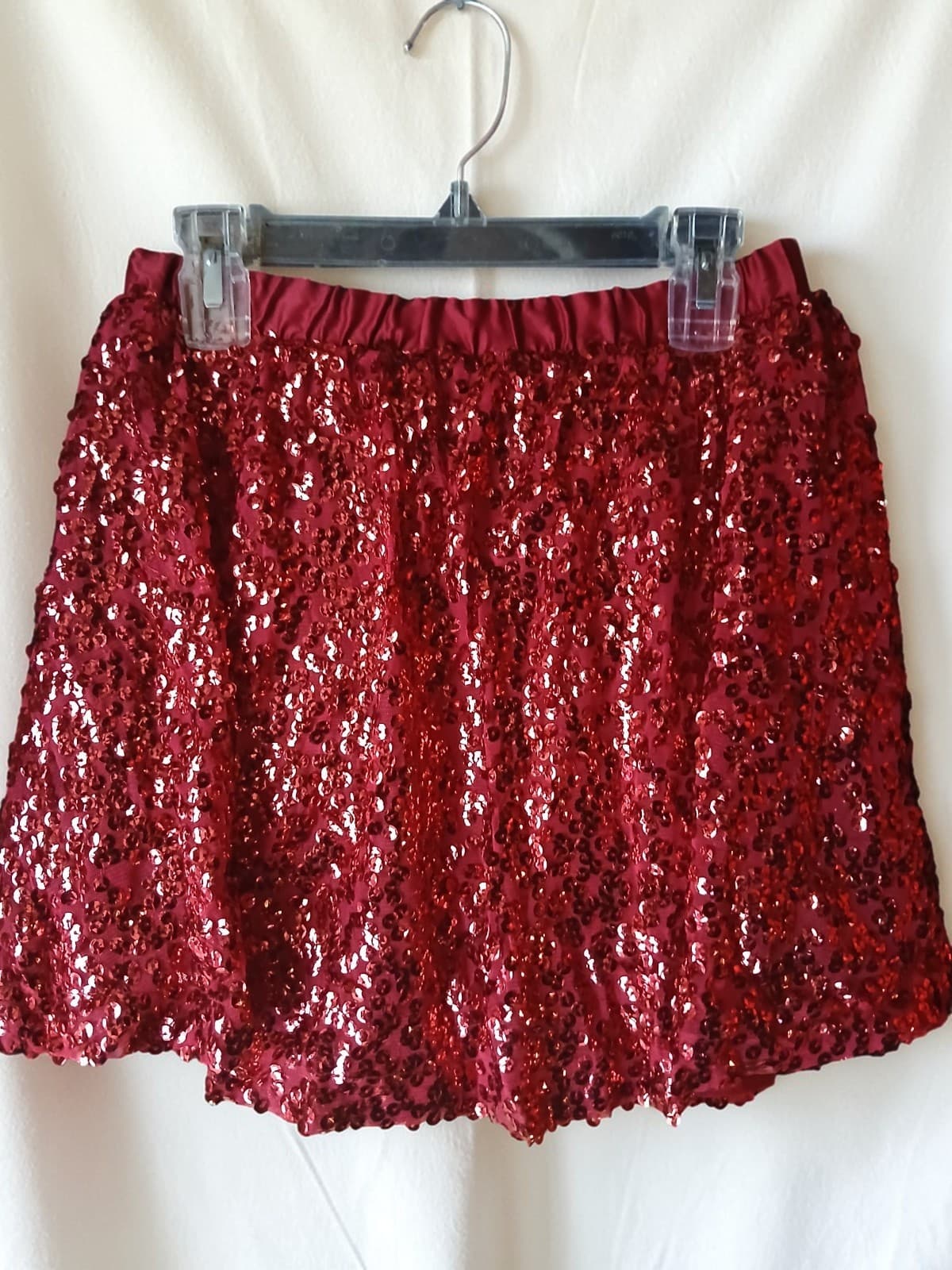 Cherokee Girls LG 10/12 Red Sequined Elastic Waist Lined Pull-On Skirt A6780 - Thumbnail 2