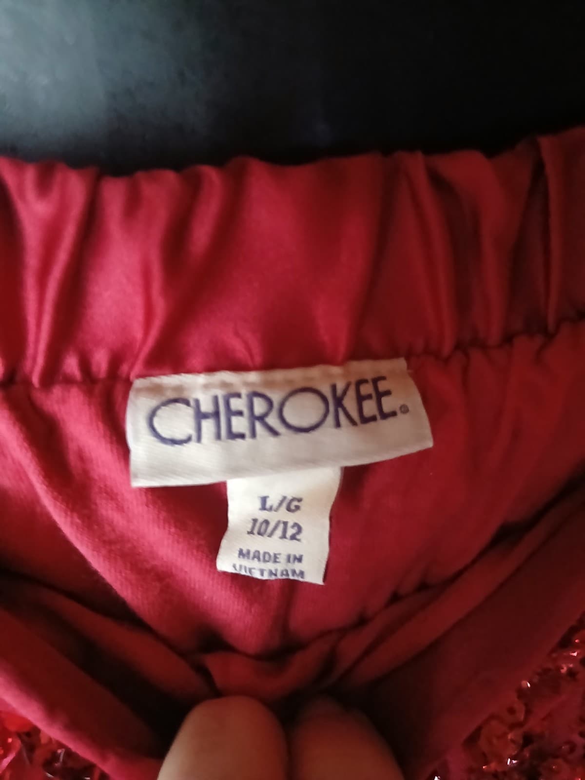 Cherokee Girls LG 10/12 Red Sequined Elastic Waist Lined Pull-On Skirt A6780 - Thumbnail 3