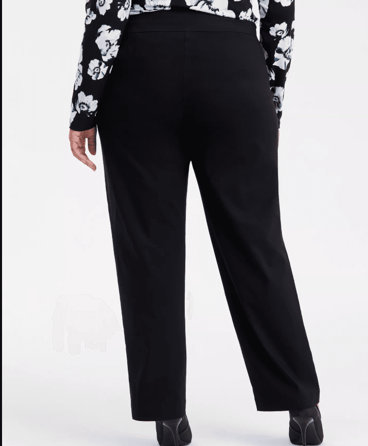 INC International Concepts Plus Size 16W Black Pull On Pants Mid Rise Straight L - Thumbnail 2