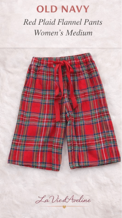 Old Navy Red Plaid Flannel Pajama Pants Women’s Medium Cotton Lounge Sleepwear - Image 1