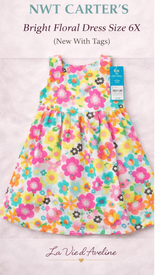 NWT Carter’s Girls Floral Easter Dress 6X Colorful Spring Party Wedding Lined - Image 1