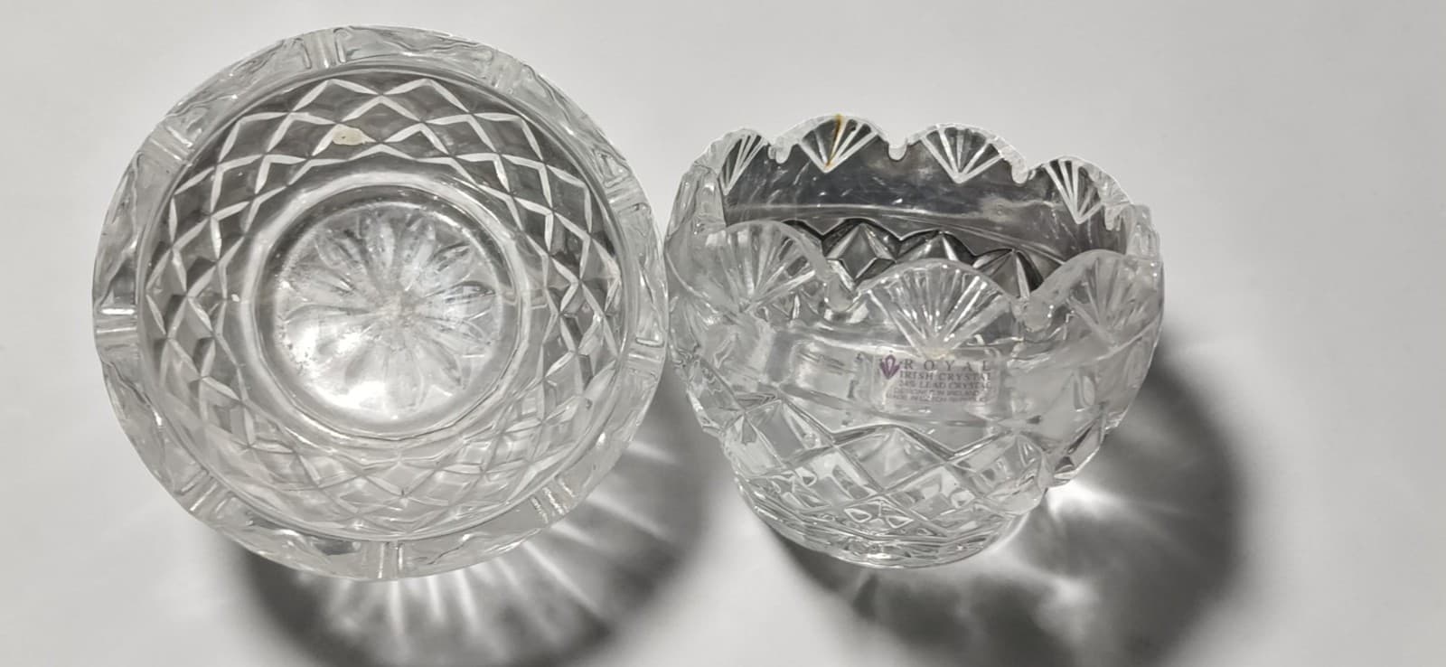 Royal Irish Crystal 24% Lead Crystal Scalloped Bowls Pair Czech Republic - Thumbnail 2