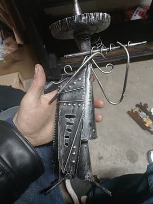 Vintage Metal MARIACHI Band Figure Rustic Hand Crafted Tin 14" Tall - Image 1