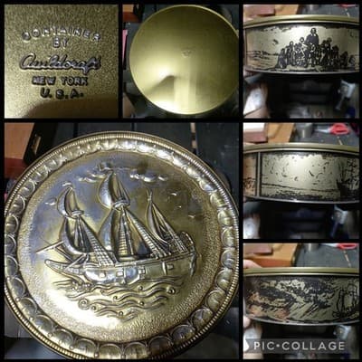 Vintage Sunshine Biscuits Guildcraft Tin Spanish Galleon Sailing Ship Wall Decor - Image 1