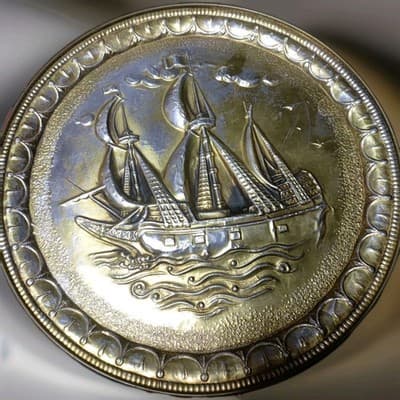 Vintage Sunshine Biscuits Guildcraft Tin Spanish Galleon Sailing Ship Wall Decor - Thumbnail 2