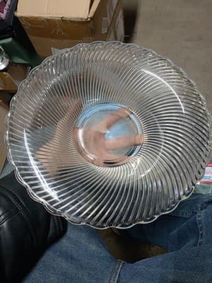 Diana Pattern 12" Console Bowl Federal Glass CO 1937-41 Scalloped Edge Swirl - Image 1