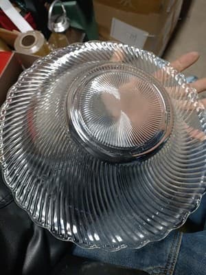 Diana Pattern 12" Console Bowl Federal Glass CO 1937-41 Scalloped Edge Swirl - Thumbnail 5