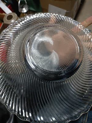 Diana Pattern 12" Console Bowl Federal Glass CO 1937-41 Scalloped Edge Swirl - Thumbnail 4