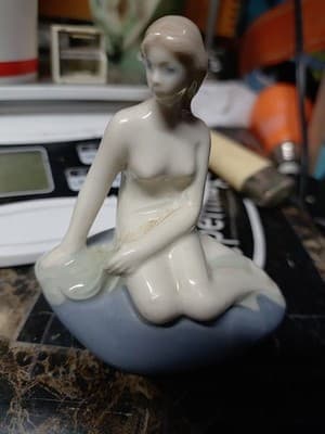 Collector's Piece: 3" Royal Copenhagen Mermaid on Rock Figurine, Signed... - Image 1