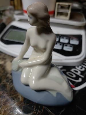 Collector's Piece: 3" Royal Copenhagen Mermaid on Rock Figurine, Signed... - Thumbnail 2
