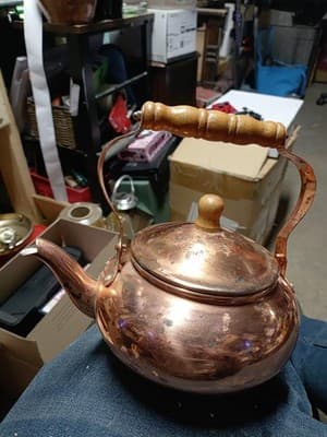 Vintage 1980s Copper Plated Teapot Kettle Cover, Handle, Spout & Rubber Stopper - Image 1