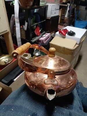 Vintage 1980s Copper Plated Teapot Kettle Cover, Handle, Spout & Rubber Stopper - Thumbnail 2