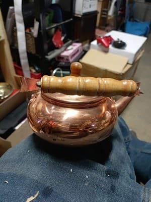 Vintage 1980s Copper Plated Teapot Kettle Cover, Handle, Spout & Rubber Stopper - Thumbnail 3