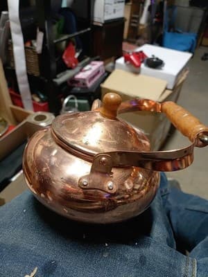 Vintage 1980s Copper Plated Teapot Kettle Cover, Handle, Spout & Rubber Stopper - Thumbnail 4