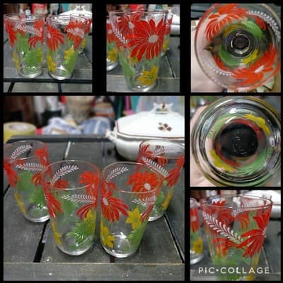 Vintage Hazel Atlas Garden Variety Floral Tumblers - Set of 4 - Excellent MCM - Image 1