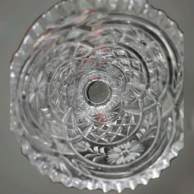 Vintage Anna Hutte Lead Crystal Vase 8" West Germany Primrose Cut Sawtooth Rim - Thumbnail 4