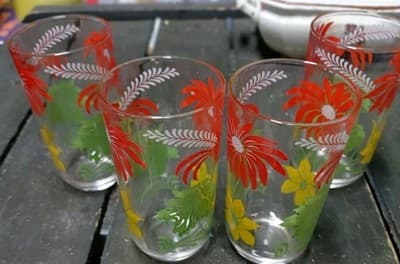 Vintage Hazel Atlas Garden Variety Floral Tumblers - Set of 4 - Excellent MCM - Thumbnail 2