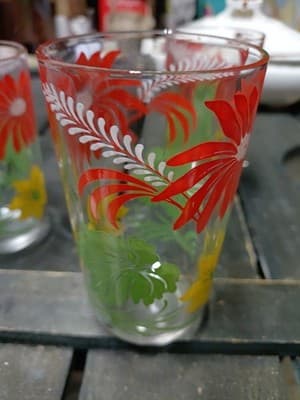 Vintage Hazel Atlas Garden Variety Floral Tumblers - Set of 4 - Excellent MCM - Thumbnail 5