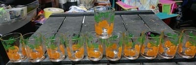 Set of 11 Vintage Federal Glass Orange Juice Glasses MCM Oranges 4oz Excellent - Thumbnail 2