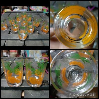 Set of 11 Vintage Federal Glass Orange Juice Glasses MCM Oranges 4oz Excellent - Image 1