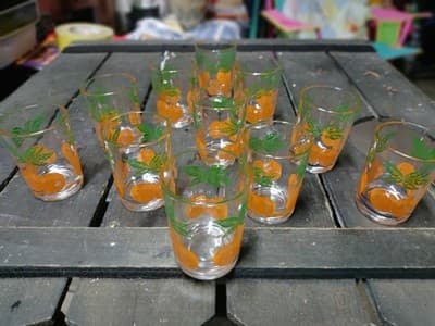 Set of 11 Vintage Federal Glass Orange Juice Glasses MCM Oranges 4oz Excellent - Thumbnail 7