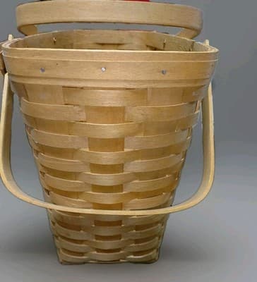 Vintage 1993 Longaberger Magazine Basket Handwoven Wooden Double Swing Handle - Thumbnail 6