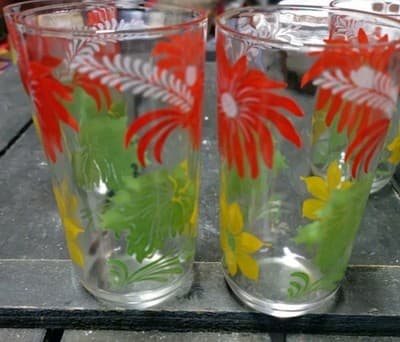 Vintage Hazel Atlas Garden Variety Floral Tumblers - Set of 4 - Excellent MCM - Thumbnail 3