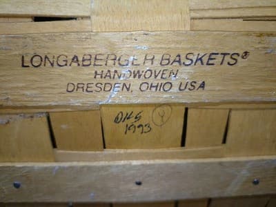 Vintage 1993 Longaberger Magazine Basket Handwoven Wooden Double Swing Handle - Thumbnail 9
