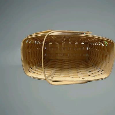 Vintage 1993 Longaberger Magazine Basket Handwoven Wooden Double Swing Handle - Thumbnail 7